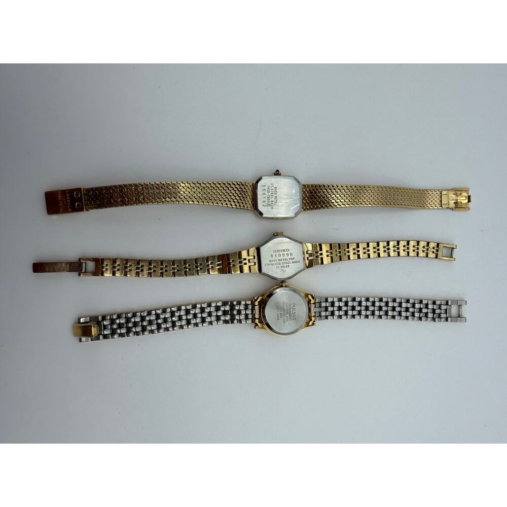 Vintage Womens Watch Lot of 3 Seiko Lassale Seiko Pulsar Gold Tone Untested - Picture 9 of 9